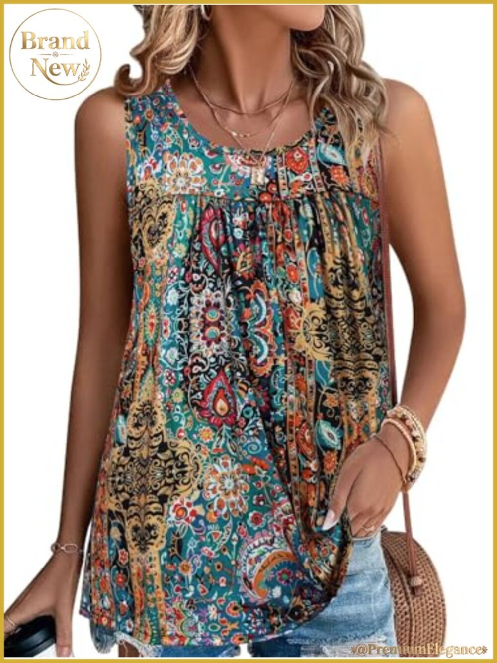 Women's Sleeveless Tank Top Casual Loose Fit Tunic Blouse